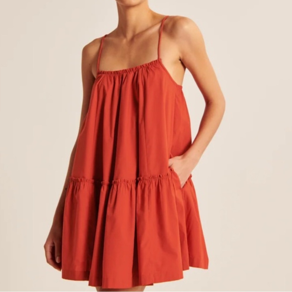 Abercrombie Dark Orange Baby Doll bubble dress size Medium